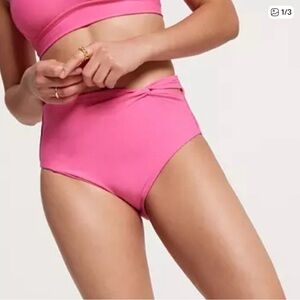 NWT CALIA High Rise Side Twist Hot Pink Bikini Bottom - Size Medium